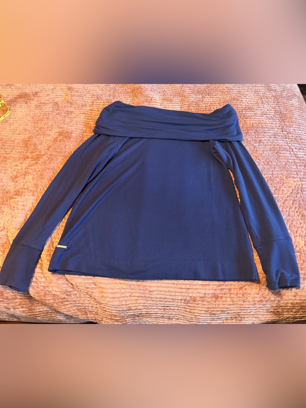 Lilly Pulitzer Navy Off-Shoulder Versatile cozy top